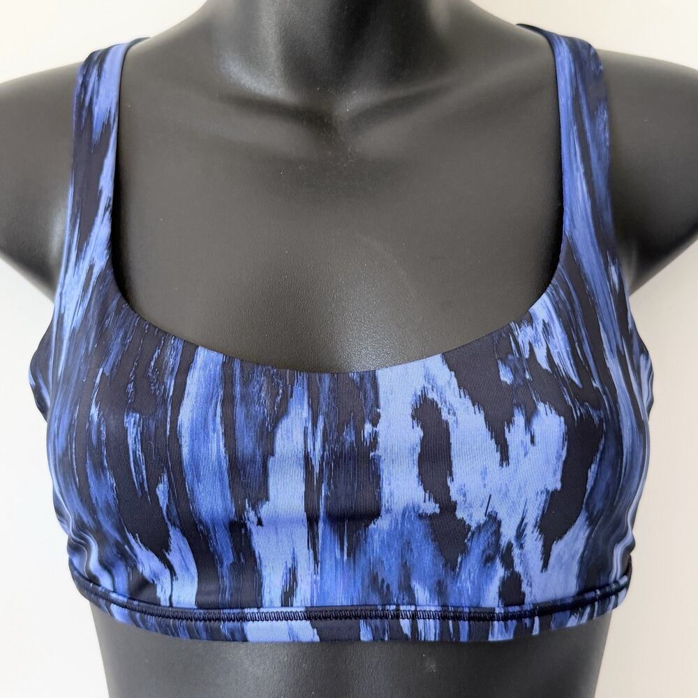 Lululemon Free To Be Blue Black Open Back Crossed Sports Bra Womens Size 6 Yoga